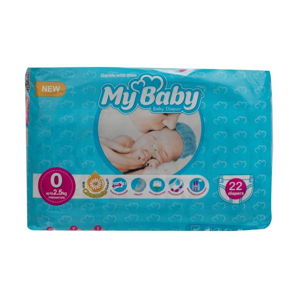پوشک مای بیبی آبی سری مهربان با پوست سایز 0 بسته 22 عددی My Baby Chamomile Gentle with Skin Diaper Size 0 Pack of 22